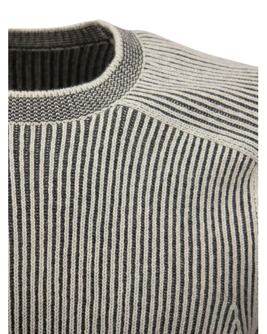Sease Gray Dinghy Ripped Cashmere Reversible Crew Neck -Pullover