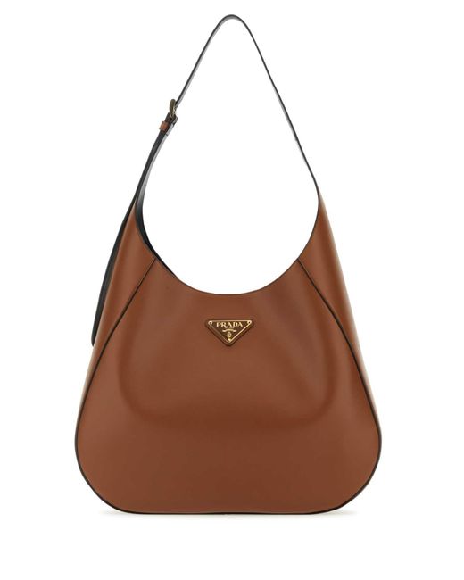 Prada Brown Leather Large Shoulder Bag for men