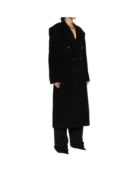 Balenciaga Black Cashmere And Wool Cinched Coat