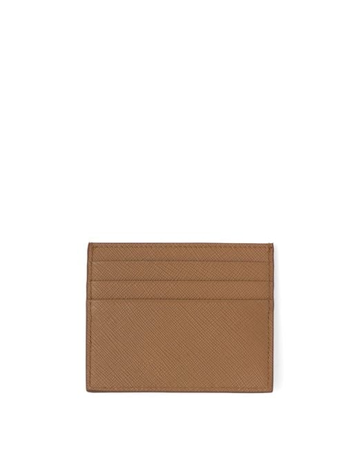 Prada Brown Logo-Plaque Saffiano Leather Cardholder