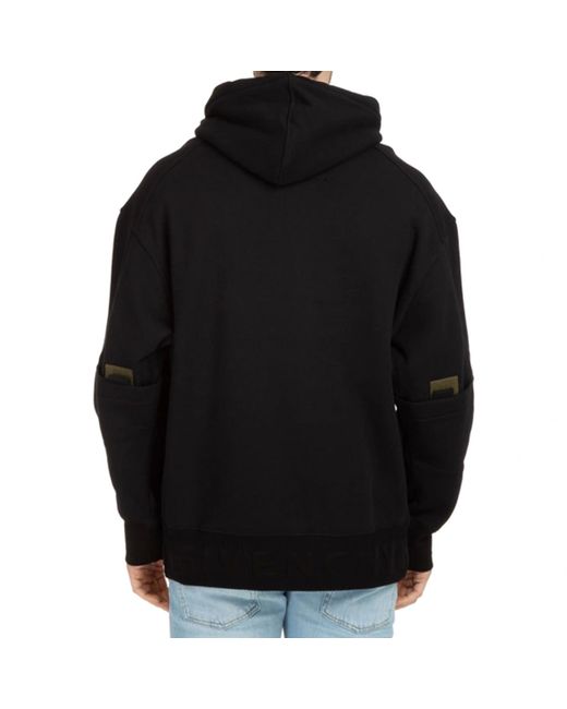 Givenchy Black Cotton Logo Hooded Sweatshirt for men