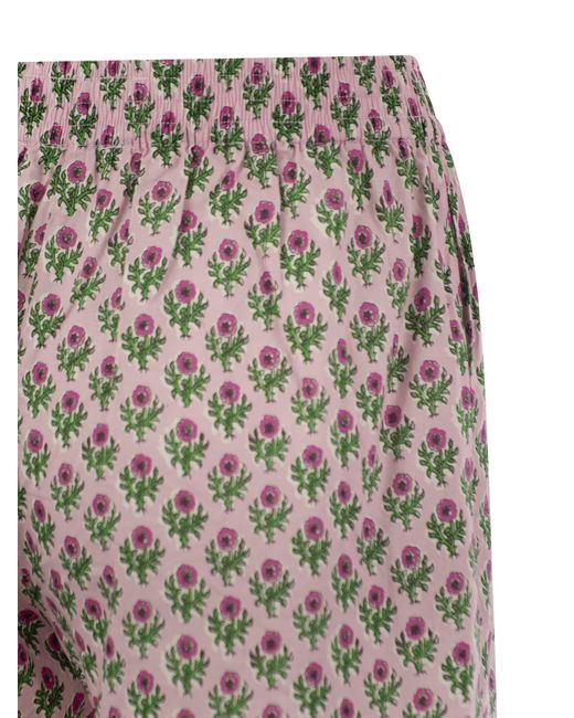 Mc2 Saint Barth Meave Cotton Shorts Met Bloemenpatroon in het Pink