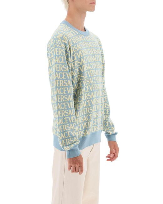 Suéter de algodón de Monogram Versace de hombre de color Blue