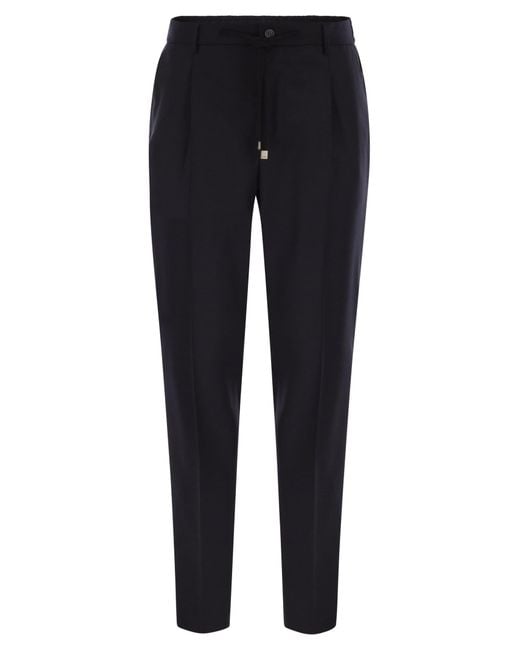 Peserico Blue Virgin Wool Trousers for men
