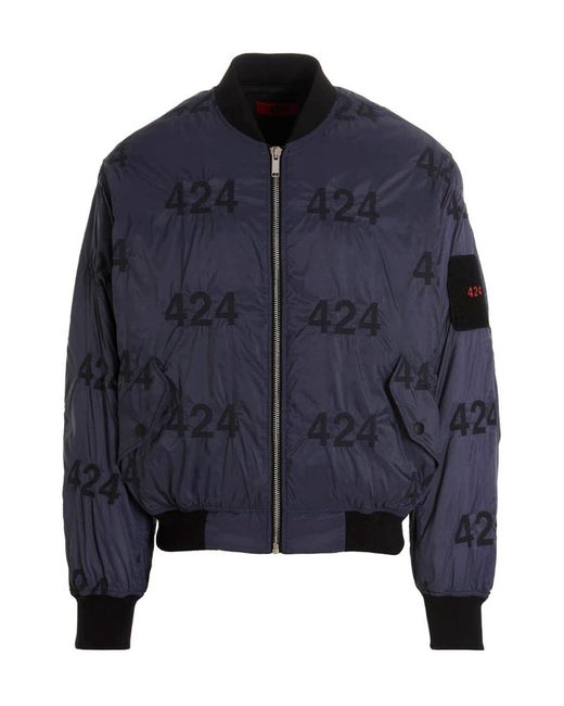 424 Blue Logo Reversible Bomber Jacket for men