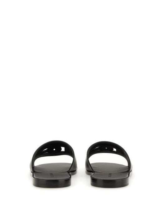 Dolce & Gabbana Black Dg Leather Flat Sandals for men
