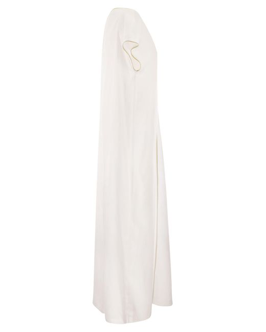 Vestido Linen V Neck Fabiana Filippi de color White