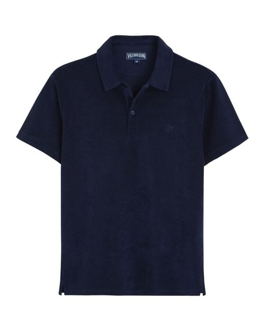 Vilebrequin Blue Organic Cotton Polo Shirt With Embroidered Turtle