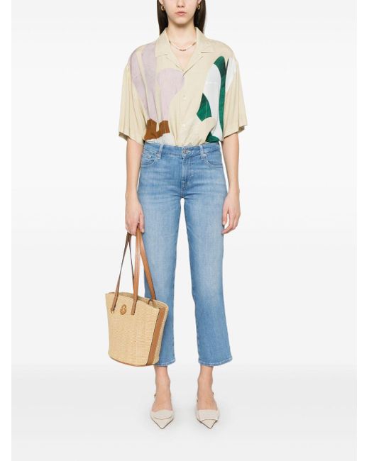 Seven7 Blue Calie Straighnt Cropped Jeans