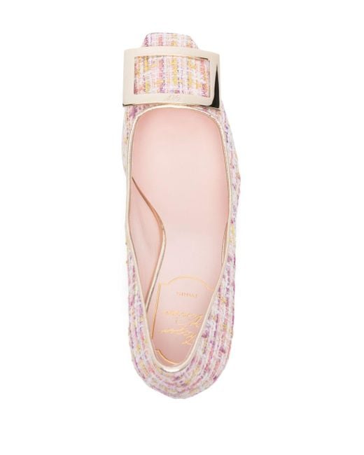 Roger Vivier Pink Knitted Slip On Pumps