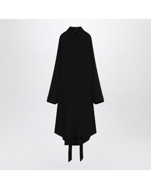 Balenciaga Black Shirt Dress With Intertwined Ribbons