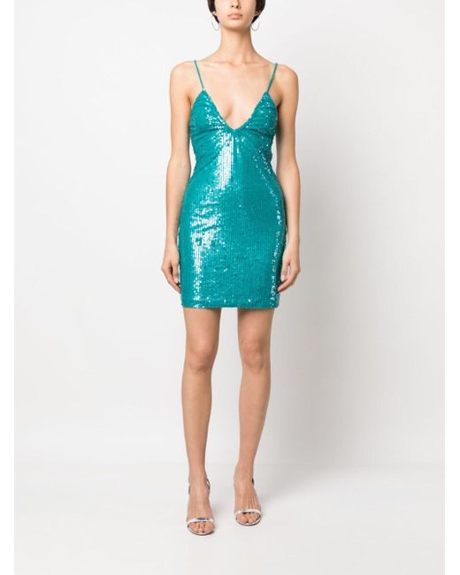 P.A.R.O.S.H. Blue Sequined Mini Dress