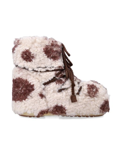 Moon Boot Pink Icon Low Curly Cow Print