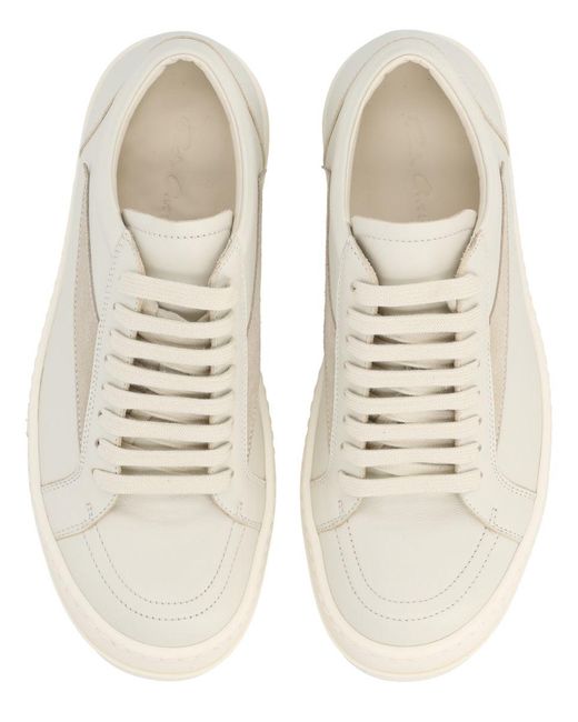 Rick Owens White Leather Low-Top Sneakers