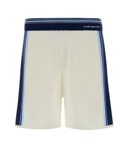 Casablanca Blue White Mesh Bermuda Shorts for men