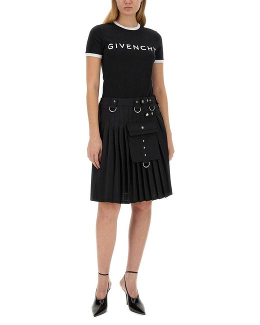 Givenchy Black Kilt Skirt