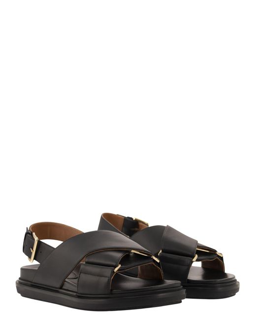 Marni Black Fussbett Leather Sandal