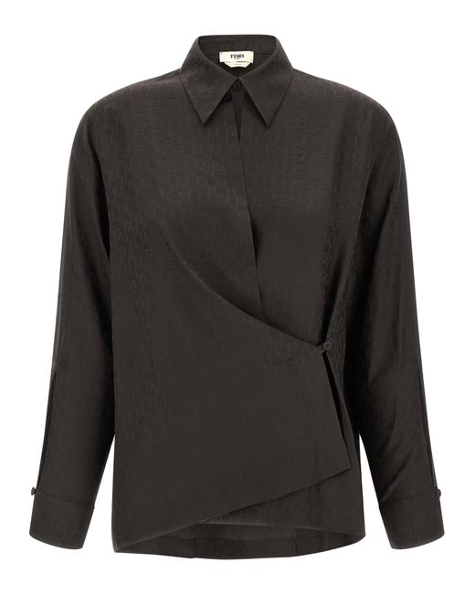 Fendi 'schaak Ff' Shirt in het Brown