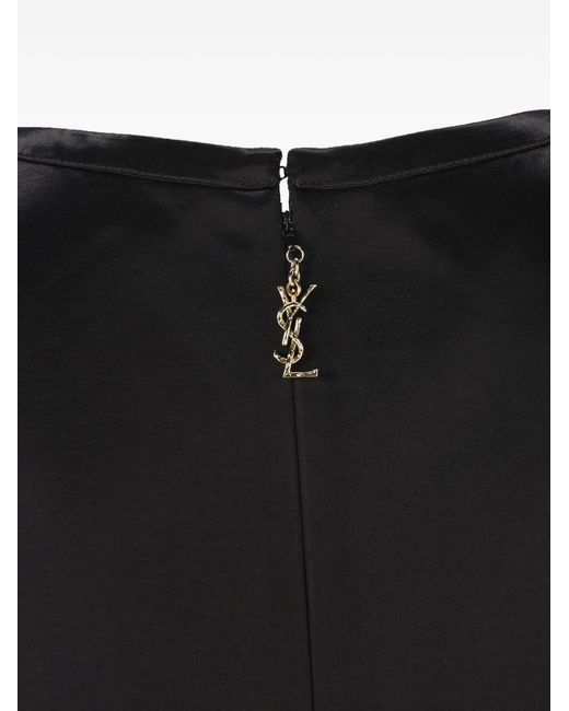 Saint Laurent Black Cassandre Satin Dress