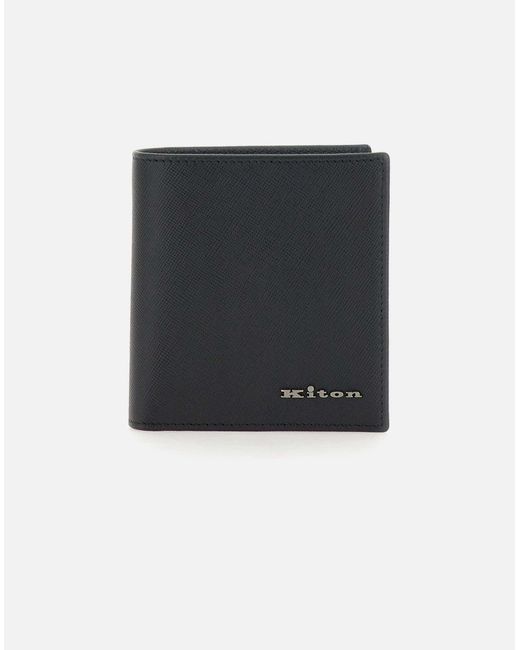 Portafoglio Nero di Kiton in Black da Uomo