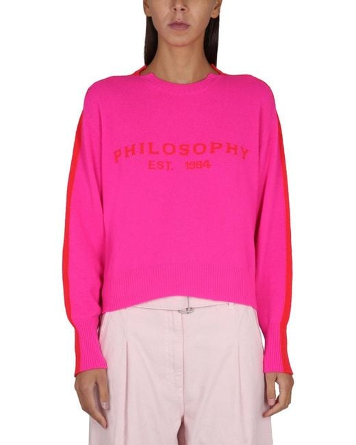 Philosophy Di Lorenzo Serafini Pink Jersey With Logo Embroidery