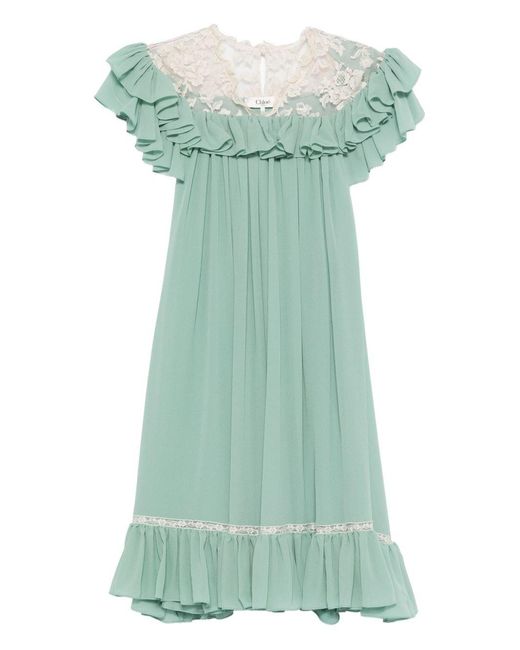 Chloé Green Silk Mini Dress