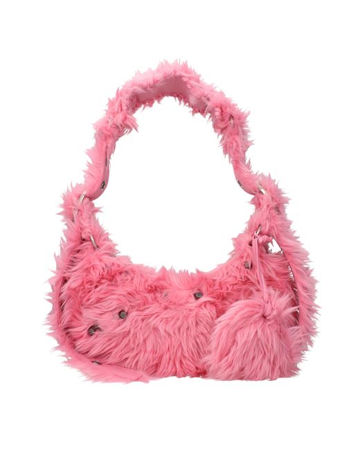 Balenciaga Pink Shoulder Bags Le Cagole Eco Fur