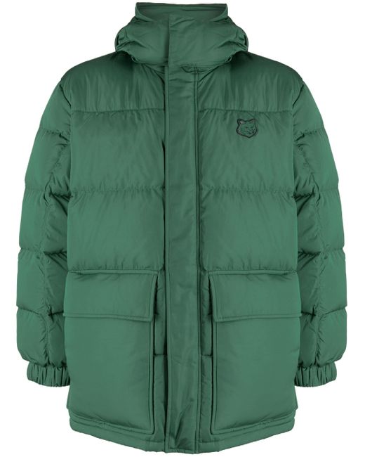 Maison Kitsuné Green Hooded Puffer for men