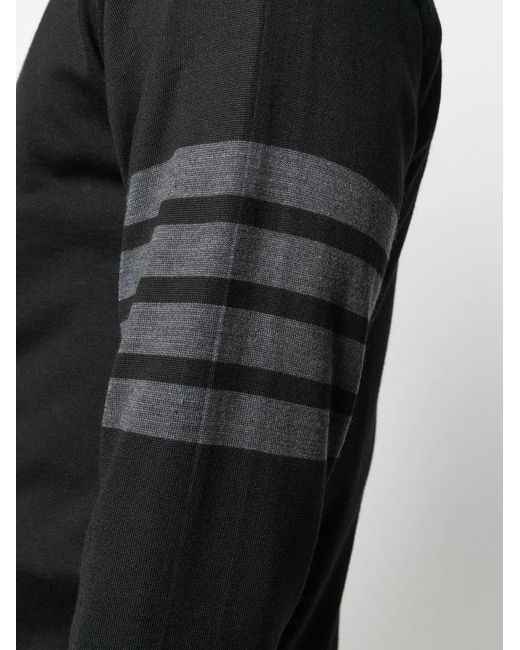 Thom Browne Black Classic Crewneck Pullover W/ Bar Stripe for men