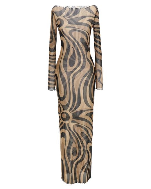 Emilio Pucci Metallic Marmorkleid