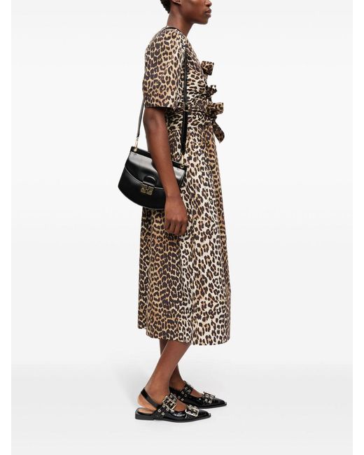 Ganni Brown Dress With Animal Print
