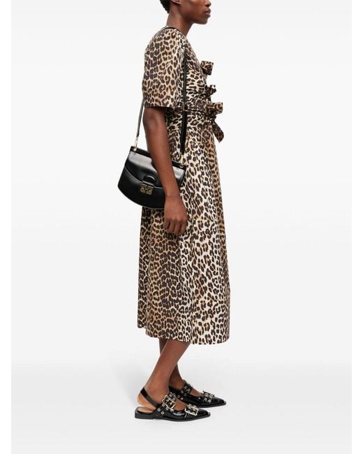 Ganni Brown Dress With Animal Print