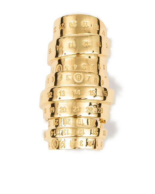 MM6 by Maison Martin Margiela Signature Numbers Ring in het Metallic