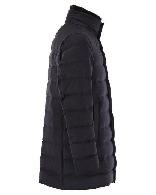 Herno Blue Down Jacket With Fur Collar for men
