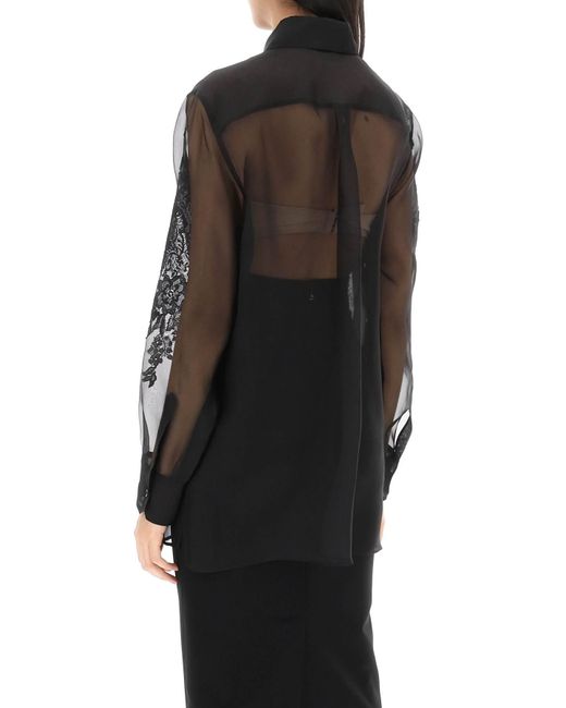 Shirt Organza avec inserts en dentelle Dolce & Gabbana en coloris Black