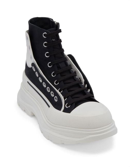 McQueen Black Tread Slick Ankle Boots for men