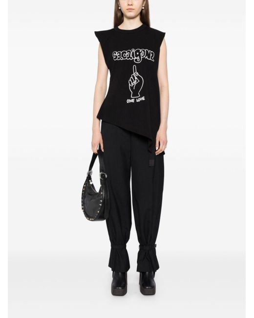 Sacai Black Belted Tailored Trousers