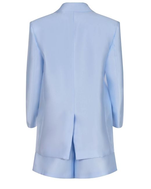 Manuel Ritz Blue Tailored Suit Made Of Satin