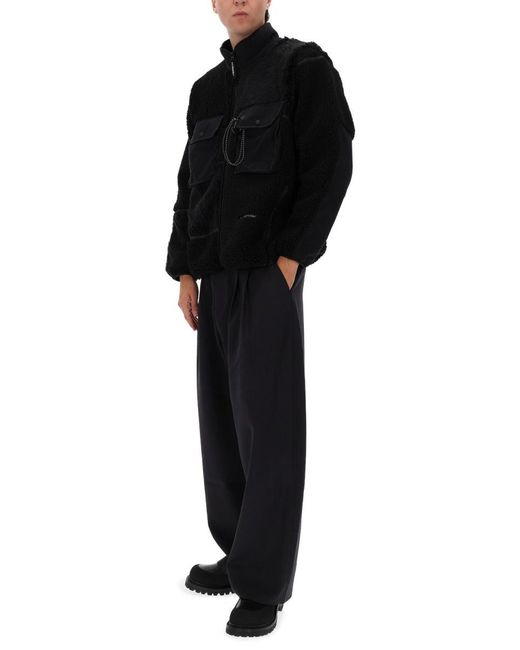 And Wander Black Mix Boa Jacket Polyester