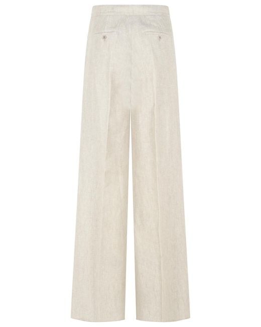 Max Mara White 'Ginnico' Linen Pants