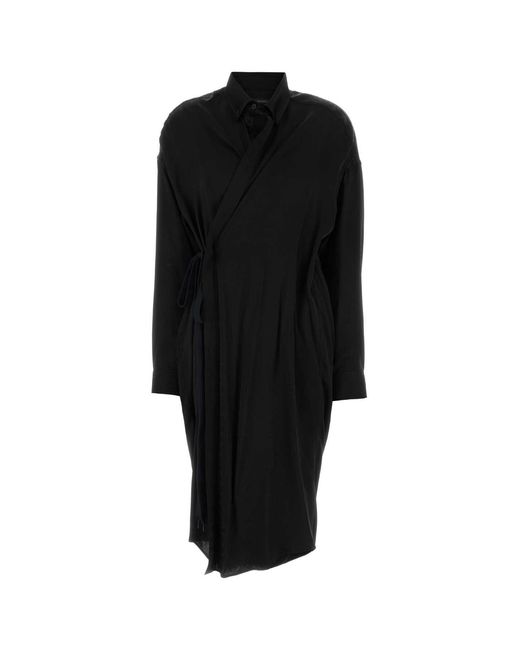 Balenciaga Black Satin Shirt Dress
