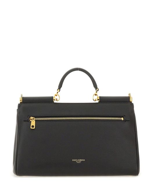 Dolce & Gabbana Black Leather My Sicily Top Handle Bag