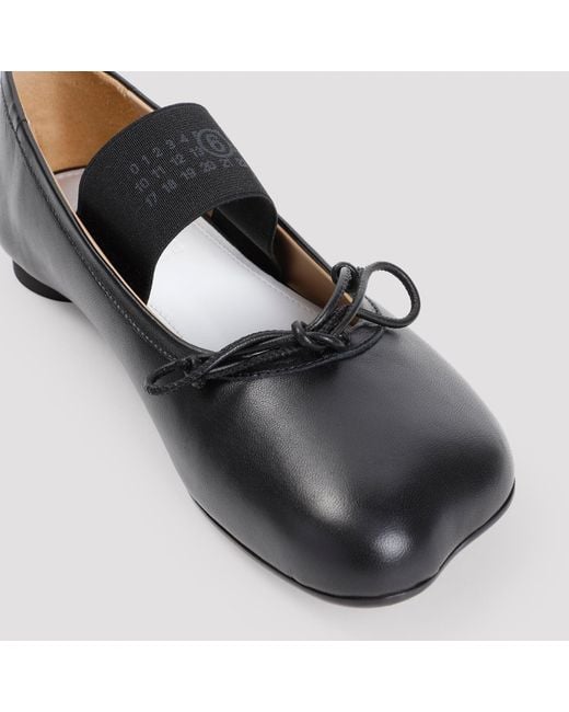 MM6 by Maison Margiela Black Ovine Leather Ballet Shoe