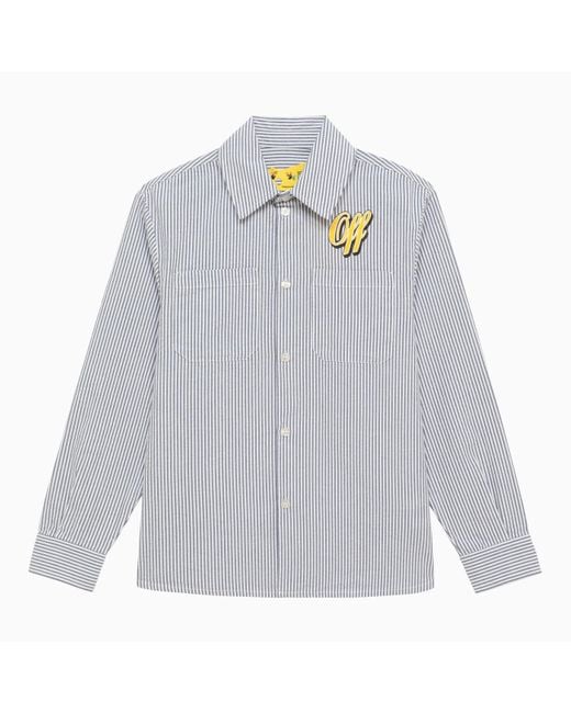 Off-White c/o Virgil Abloh Blue Off Cotton Striped Shirt With Baseball Logo for men