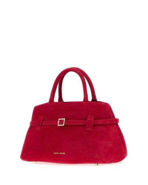 MANU Atelier Red Suede Le Cambon 25 Handbag
