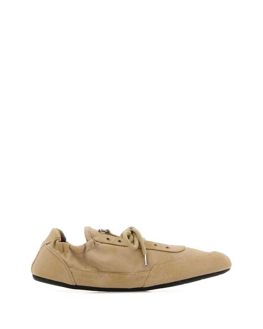 Prada White Canvas Collapse Sneakers