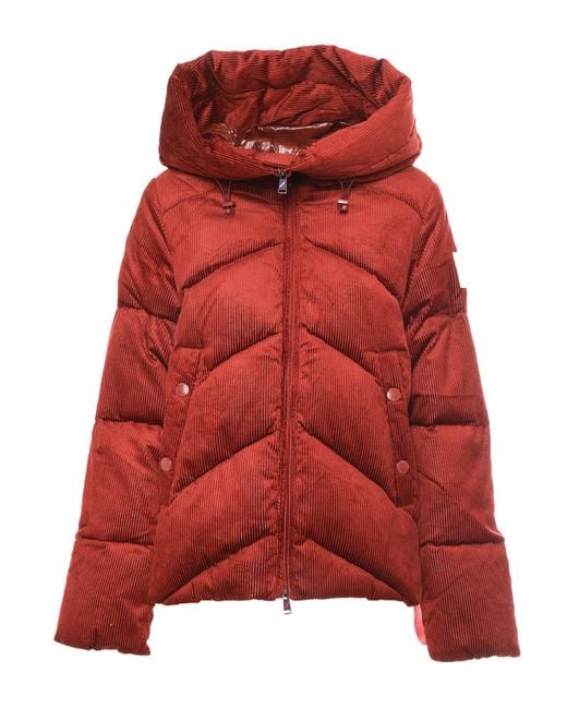 AFTER LABEL Red Down Jacket Cotton Viscose Short Puffer