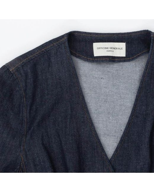 Officine Generale Blue Tailored Waistcoat With Wide 3/4 Sleeves