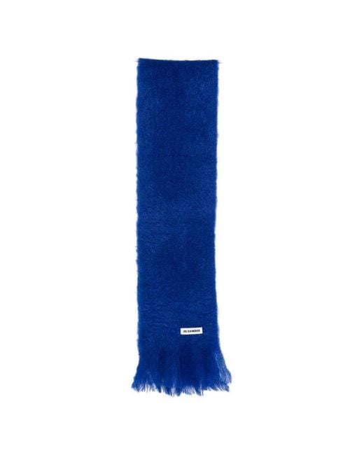 Jil Sander Blue Wool Scarf