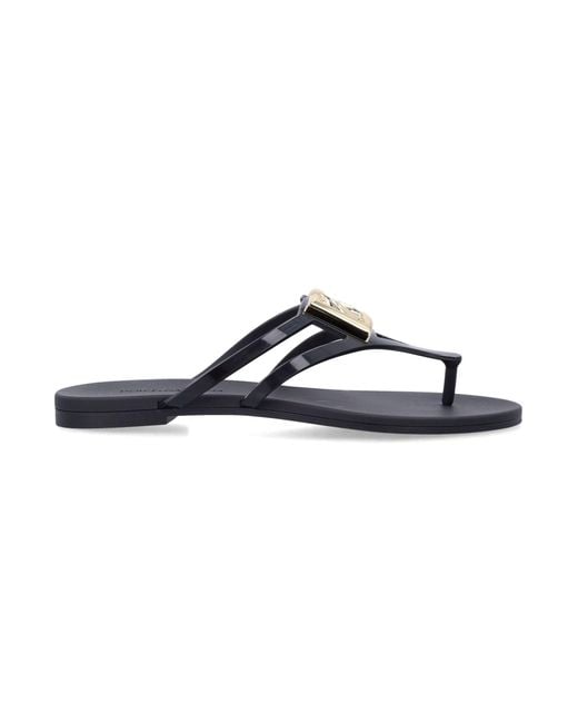 Dolce & Gabbana Blue Dg Logo Embossed Flat Sandals